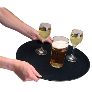 Round Black Anti Slip Tray 14"