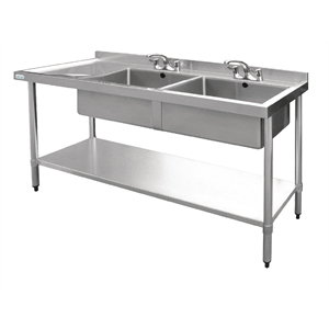 Stainless Steel Prep Table With Double Sink