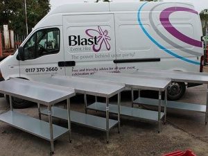 Blast van and stainless steel tables